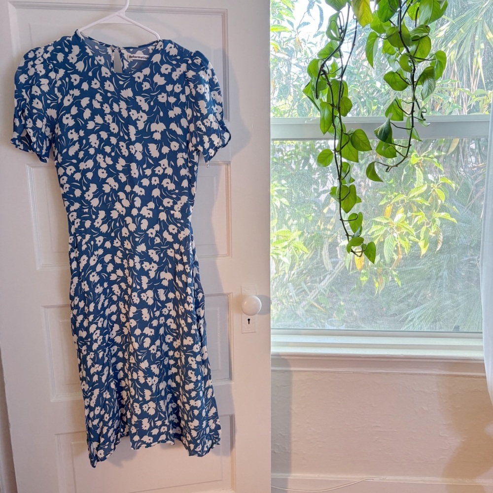 Reformation Blue Floral Dress